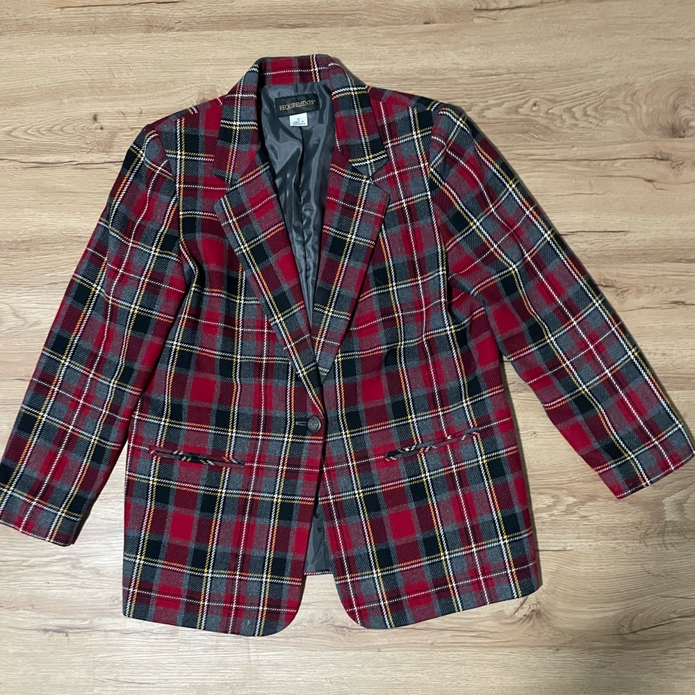 Red Plaid Oversized Blazer